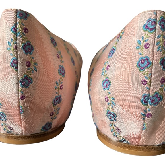 Tabitha Simmons Hermione Mary Jane Shoes Pink Pearl Jacquard Pointed Toe Size 40 - Picture 5 of 11